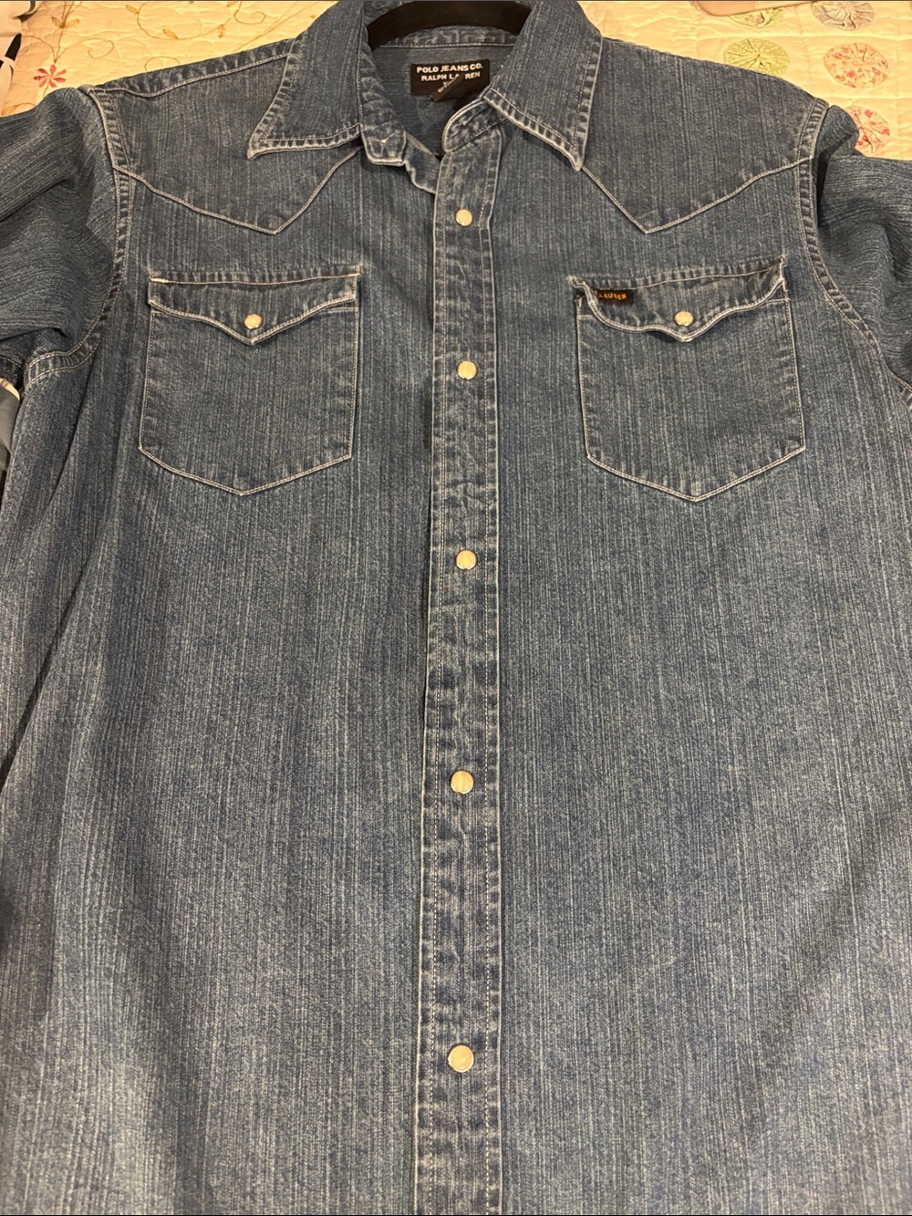 Polo Jeans Co. Ralph Lauren Denim Western Shirt  small and Mother of Pearl snaps - Picture 8 of 11